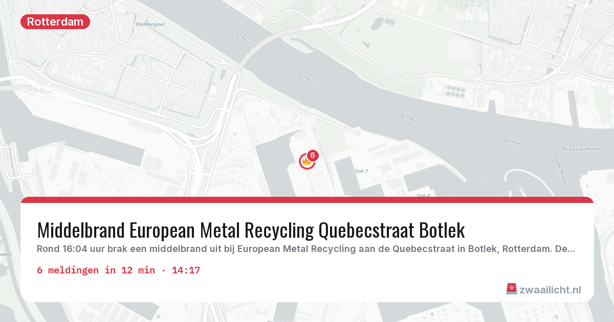Kaart van de activiteitspiek bij Rotterdam