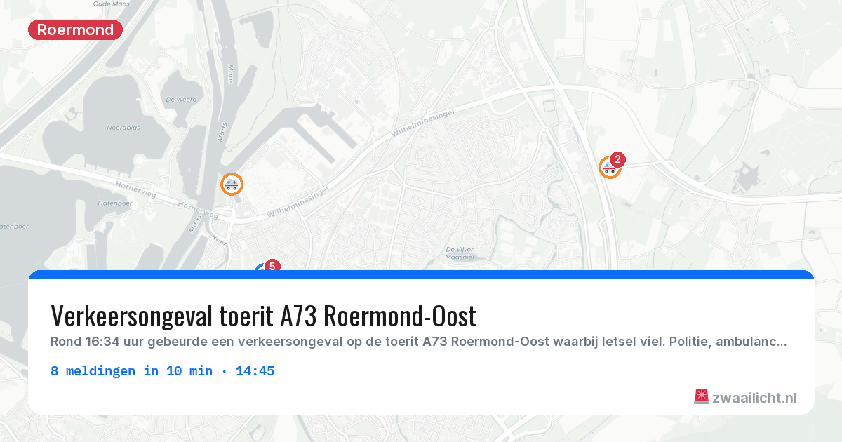 Kaart van de activiteitspiek bij Roermond