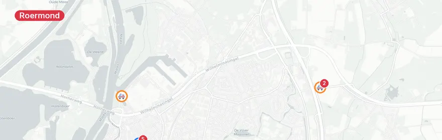 Kaart van Verkeersongeval toerit A73 Roermond-Oost