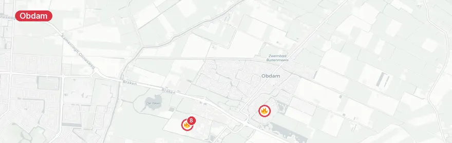 Kaart van Zeer grote industriebrand Vaart Obdam