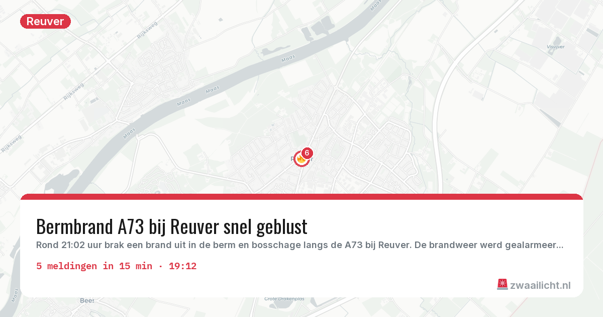 Kaart van de activiteitspiek bij Reuver