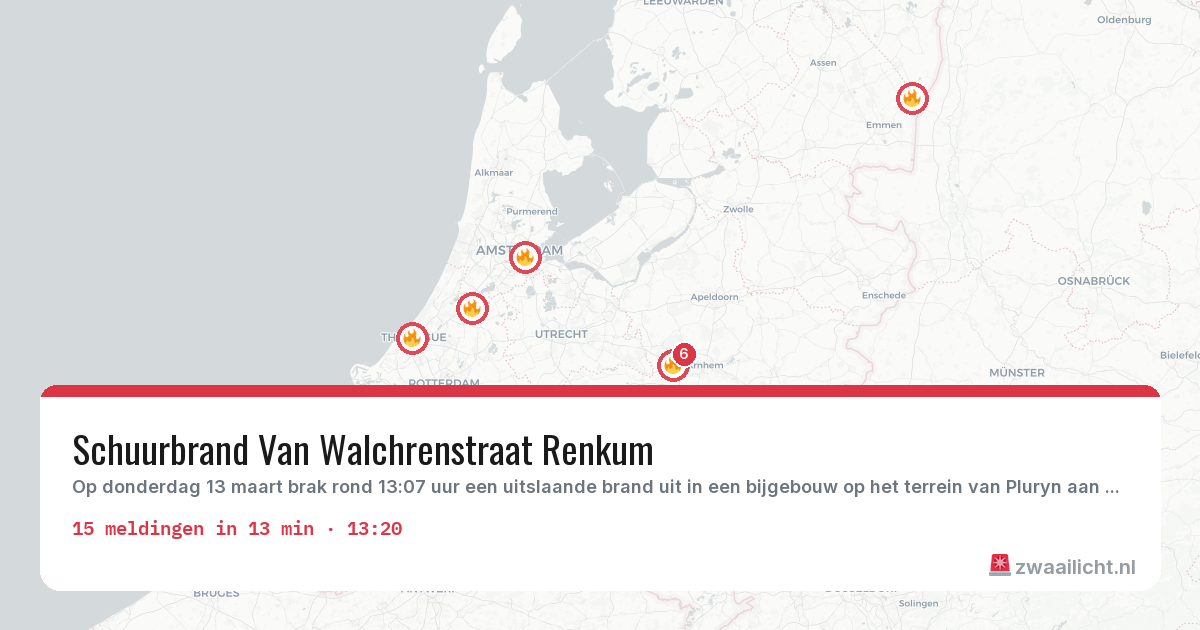 Kaart van de activiteitspiek bij Brandweer