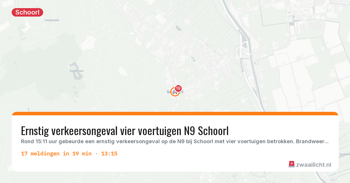 Kaart van de activiteitspiek bij Schoorl