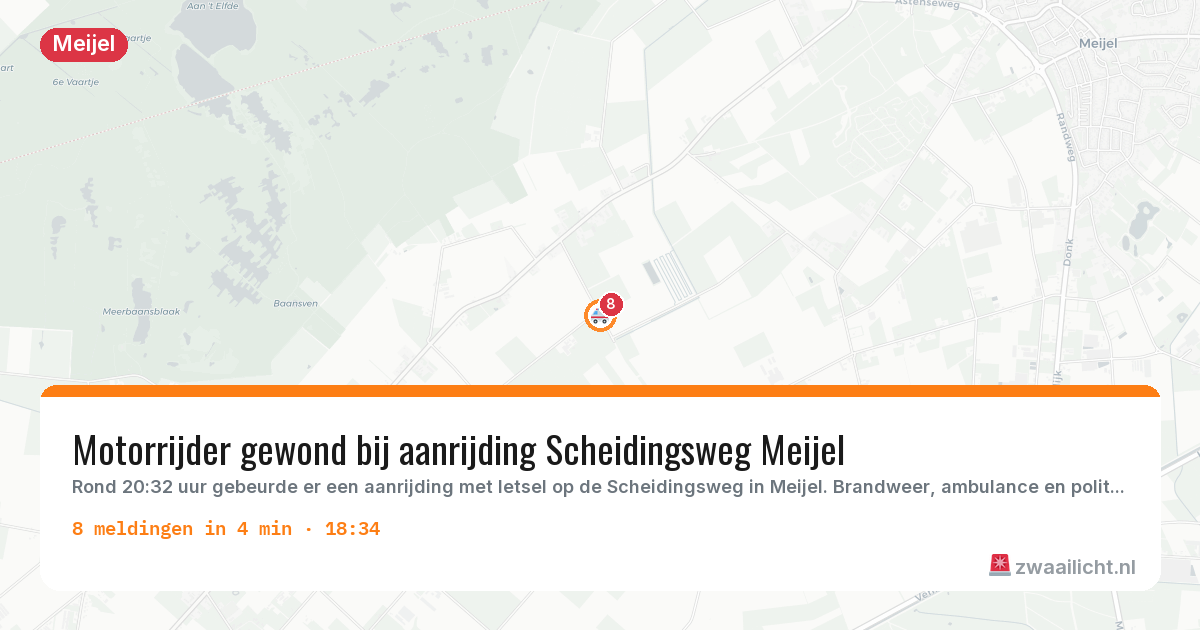 Kaart van de activiteitspiek bij Meijel