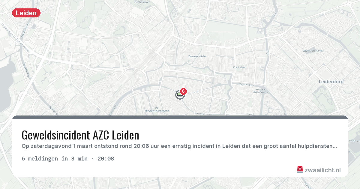 Kaart van de activiteitspiek bij Leiden