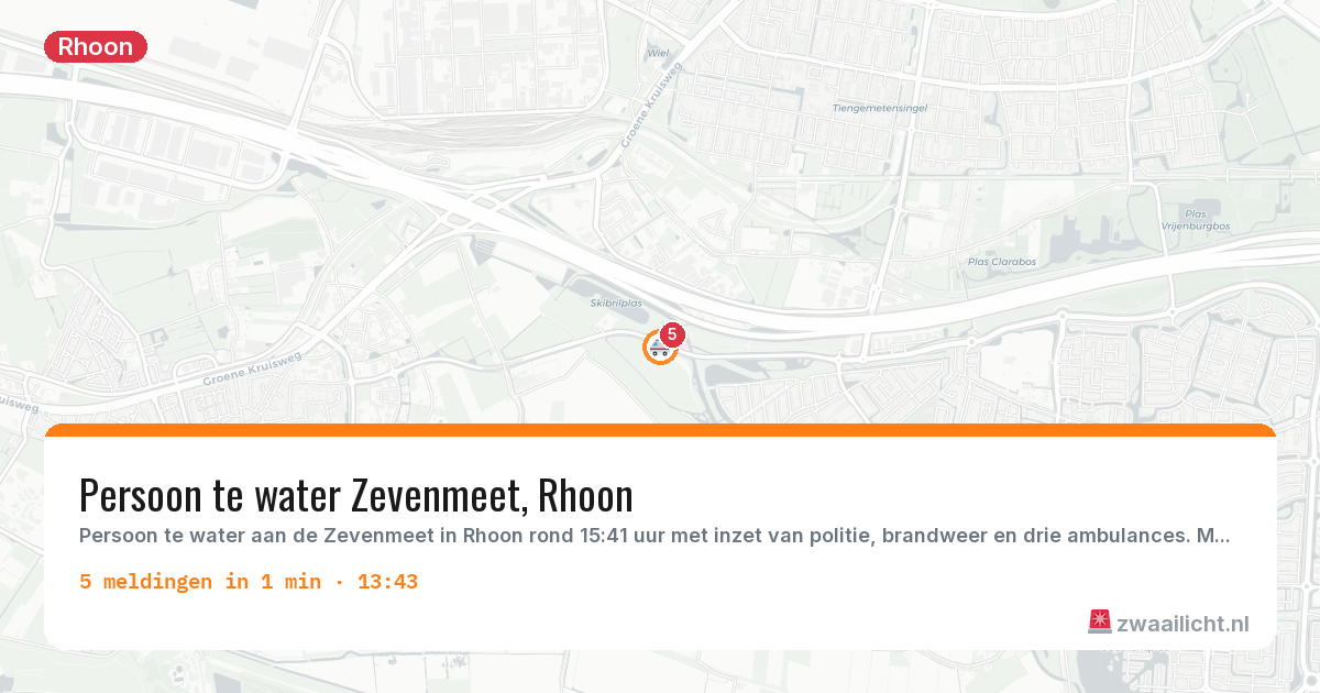 Kaart van de activiteitspiek bij Rhoon