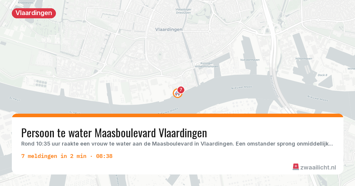 Kaart van de activiteitspiek bij Vlaardingen