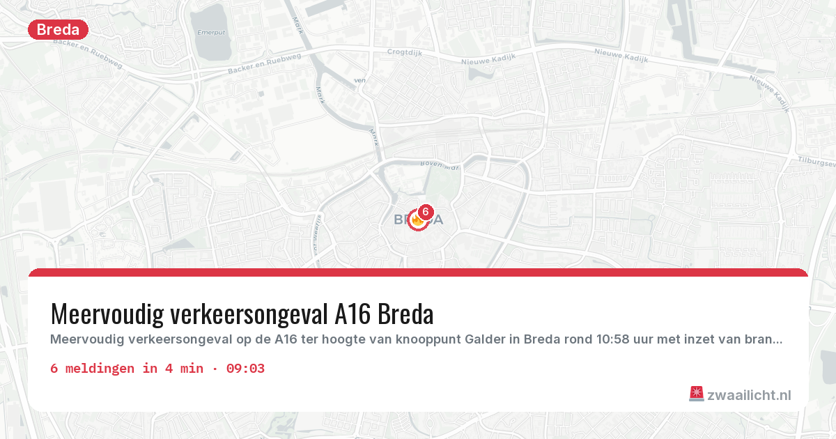 Kaart van de activiteitspiek bij Breda