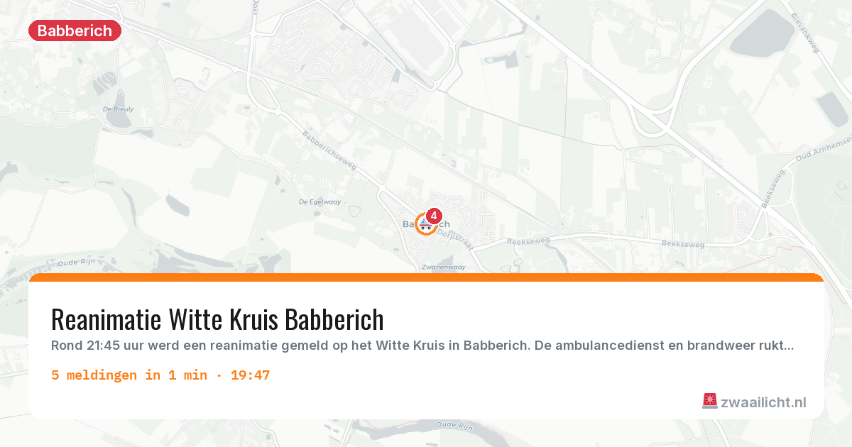 Kaart van de activiteitspiek bij Babberich