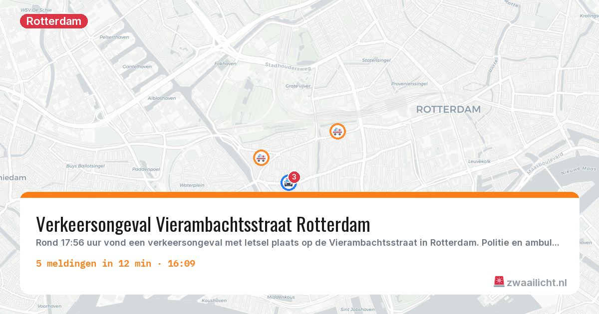 Kaart van de activiteitspiek bij Rotterdam