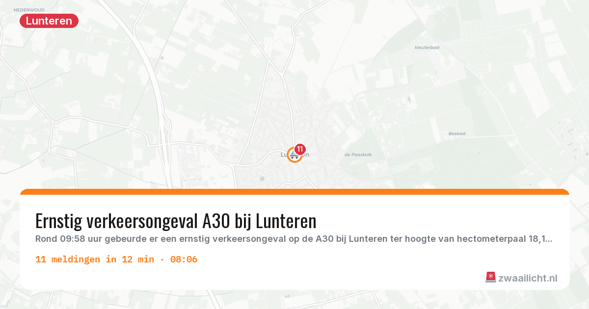 Kaart van de activiteitspiek bij Lunteren