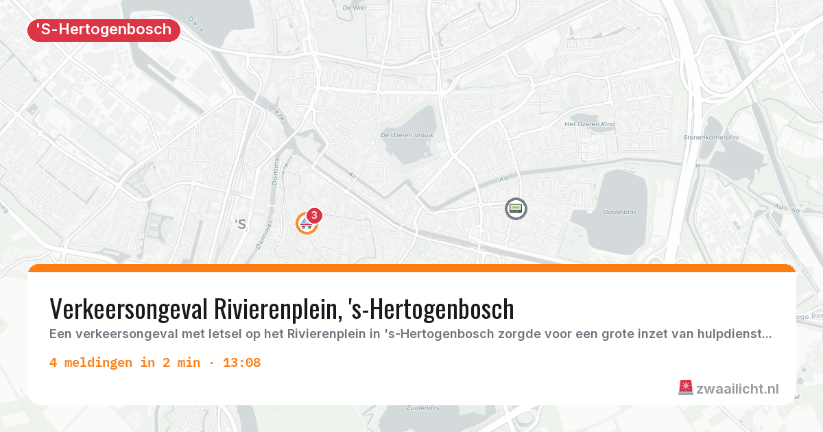 Kaart van de activiteitspiek bij 'S-Hertogenbosch