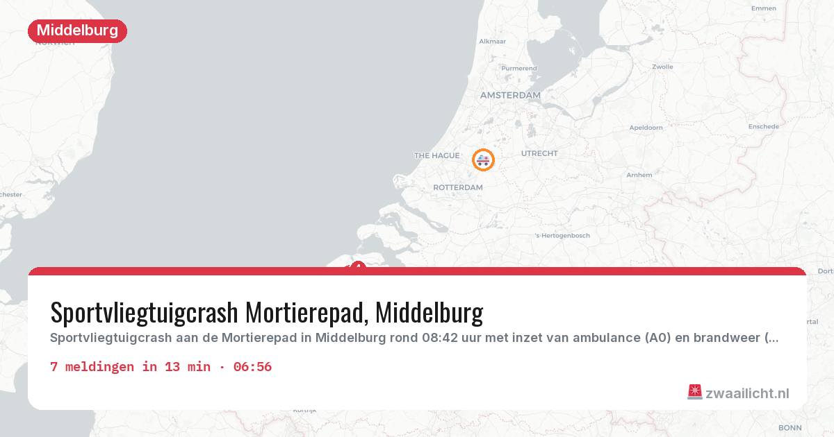 Kaart van de activiteitspiek bij Middelburg