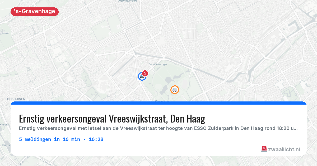 Kaart van de activiteitspiek bij 's-Gravenhage