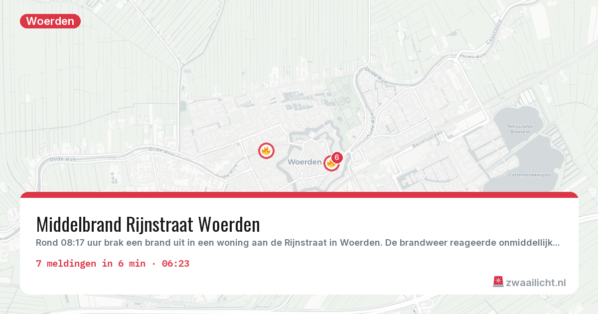 Kaart van de activiteitspiek bij Woerden