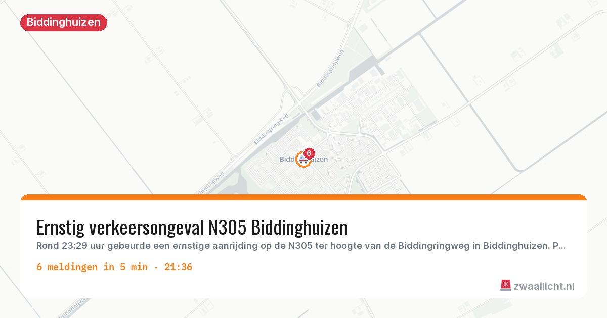 Kaart van de activiteitspiek bij Biddinghuizen