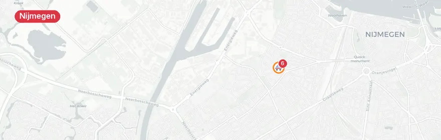 Kaart van Meervoudige ambulance-inzet Nijmegen