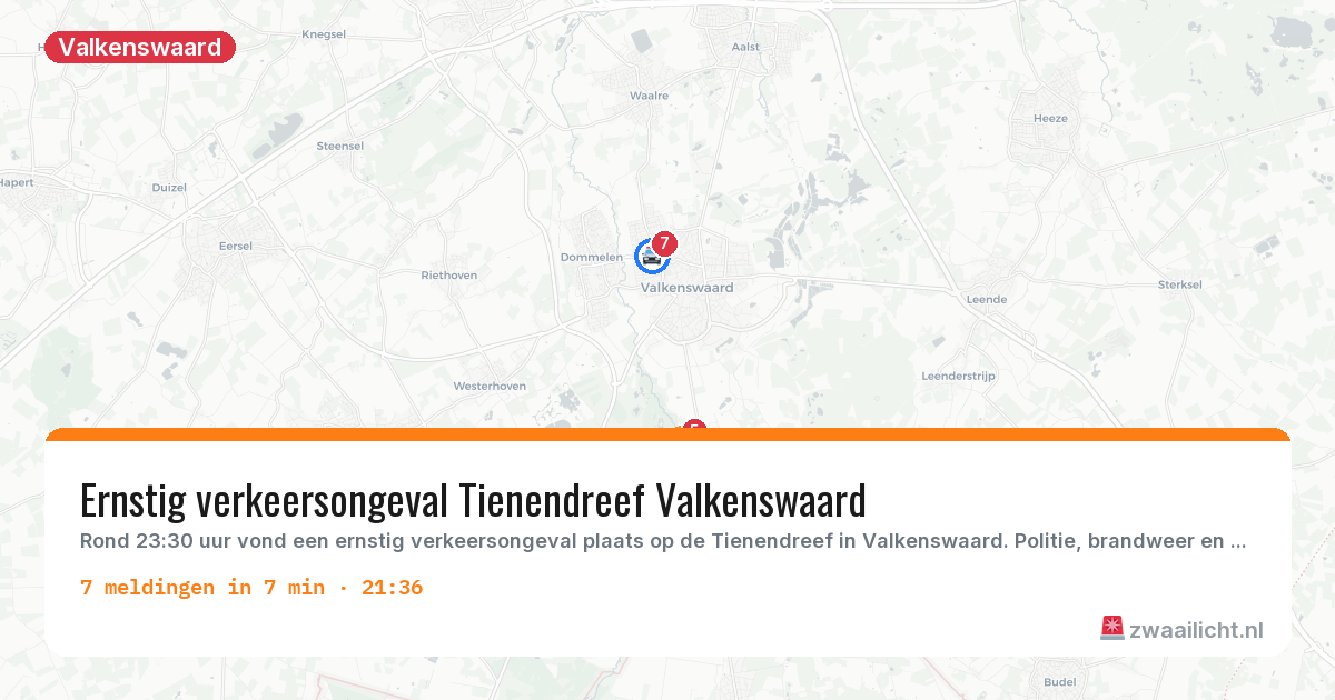 Kaart van de activiteitspiek bij Valkenswaard
