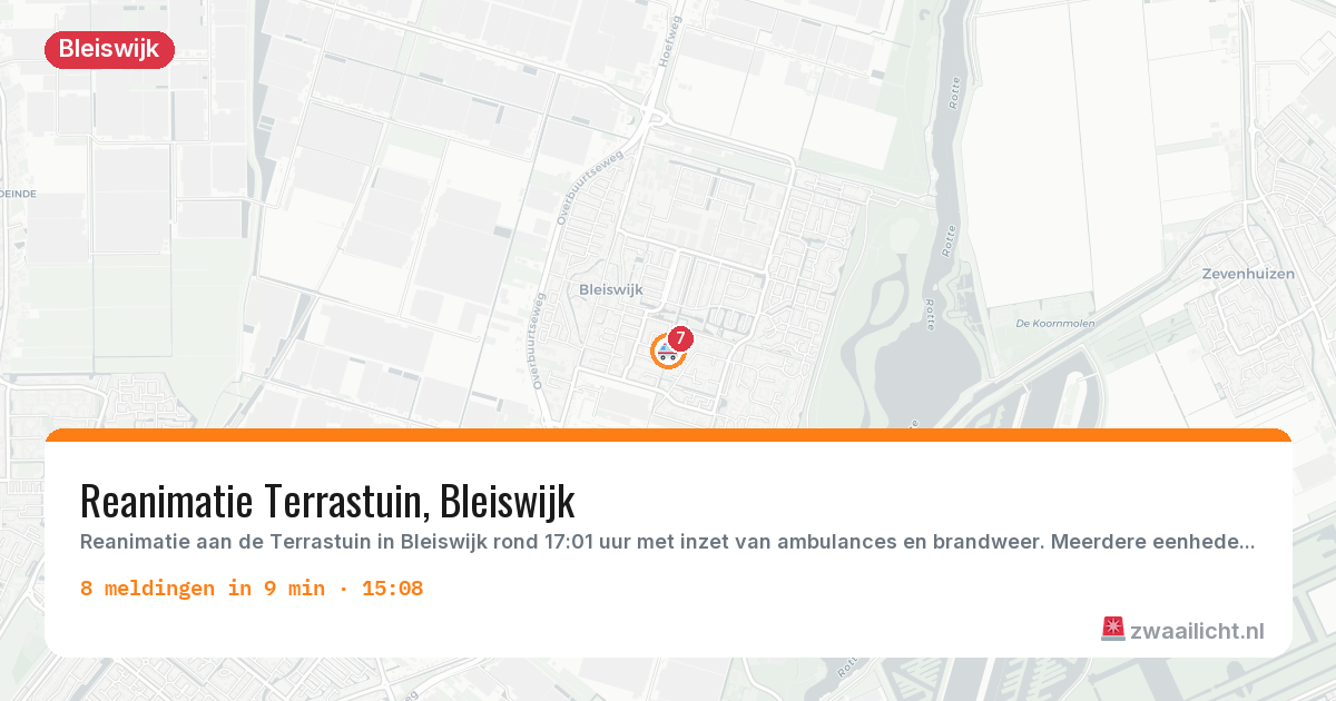Kaart van de activiteitspiek bij Bleiswijk