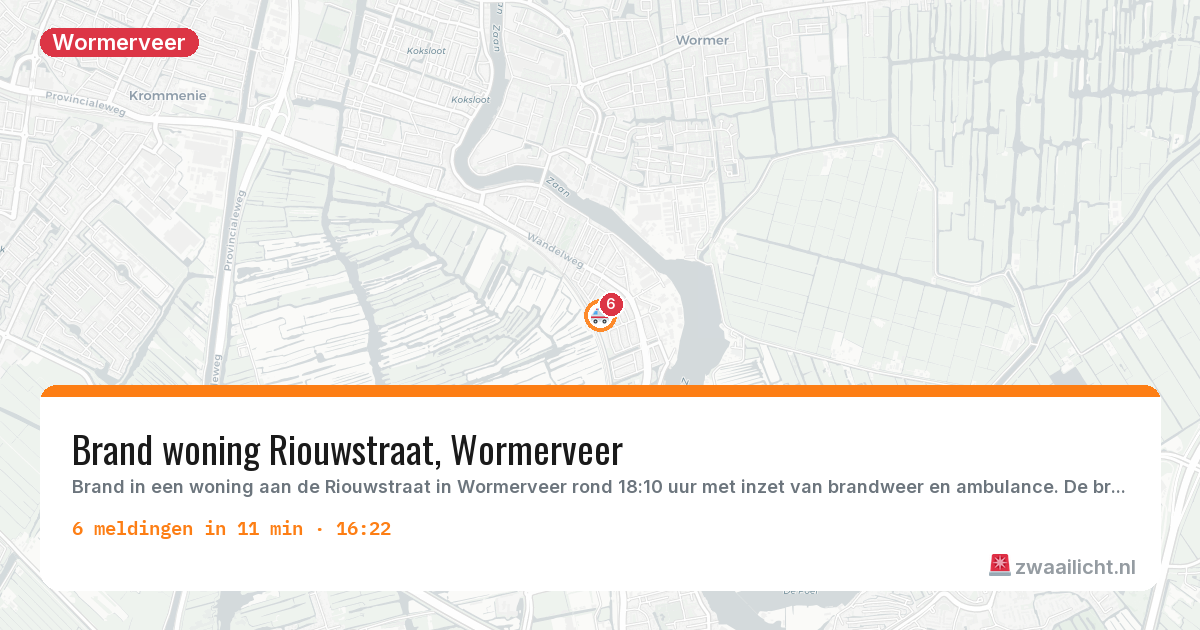 Kaart van de activiteitspiek bij Wormerveer