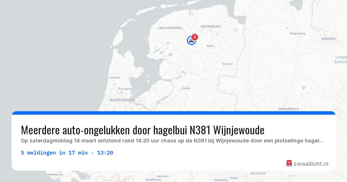 Kaart van de activiteitspiek bij Politie