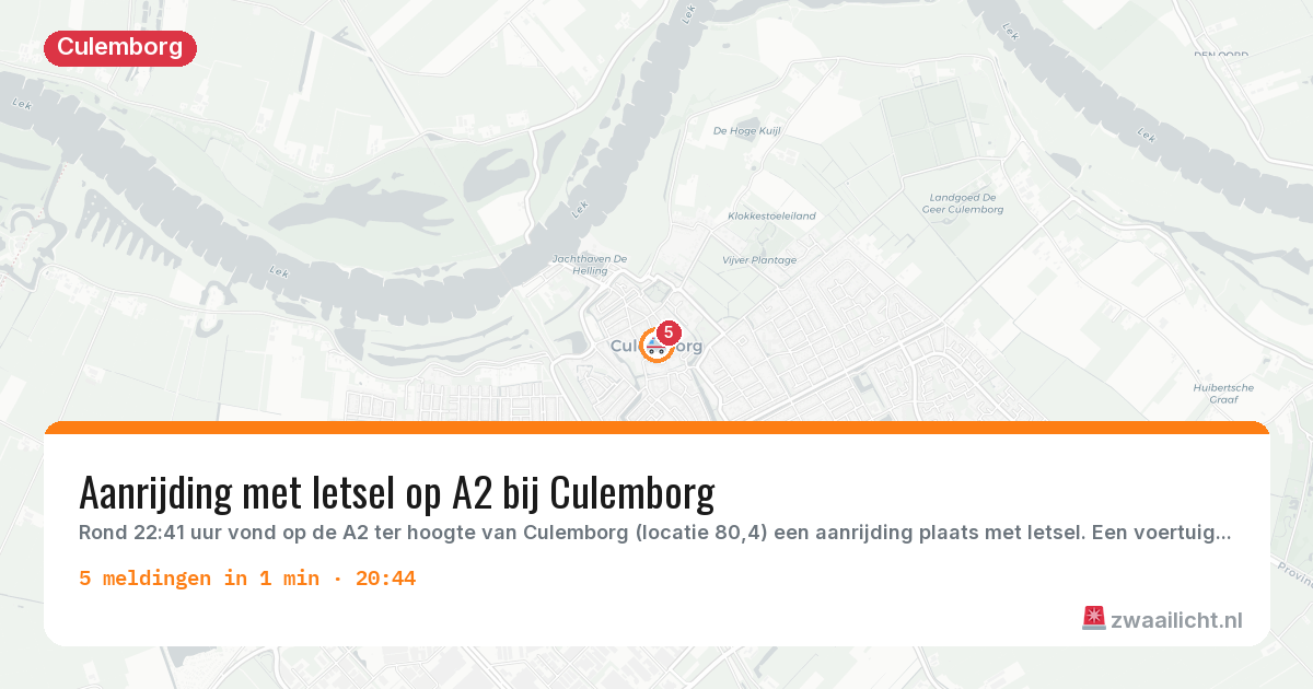 Kaart van de activiteitspiek bij Culemborg