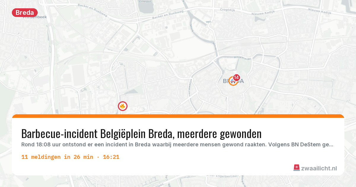 Kaart van de activiteitspiek bij Breda