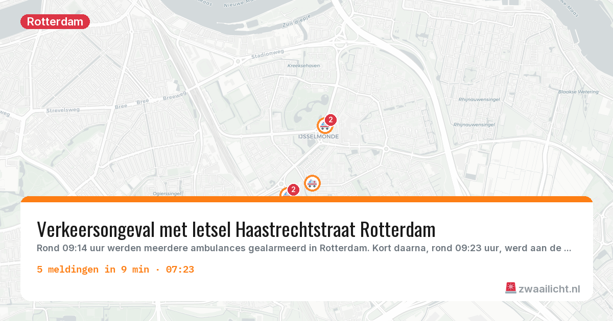 Kaart van de activiteitspiek bij Rotterdam