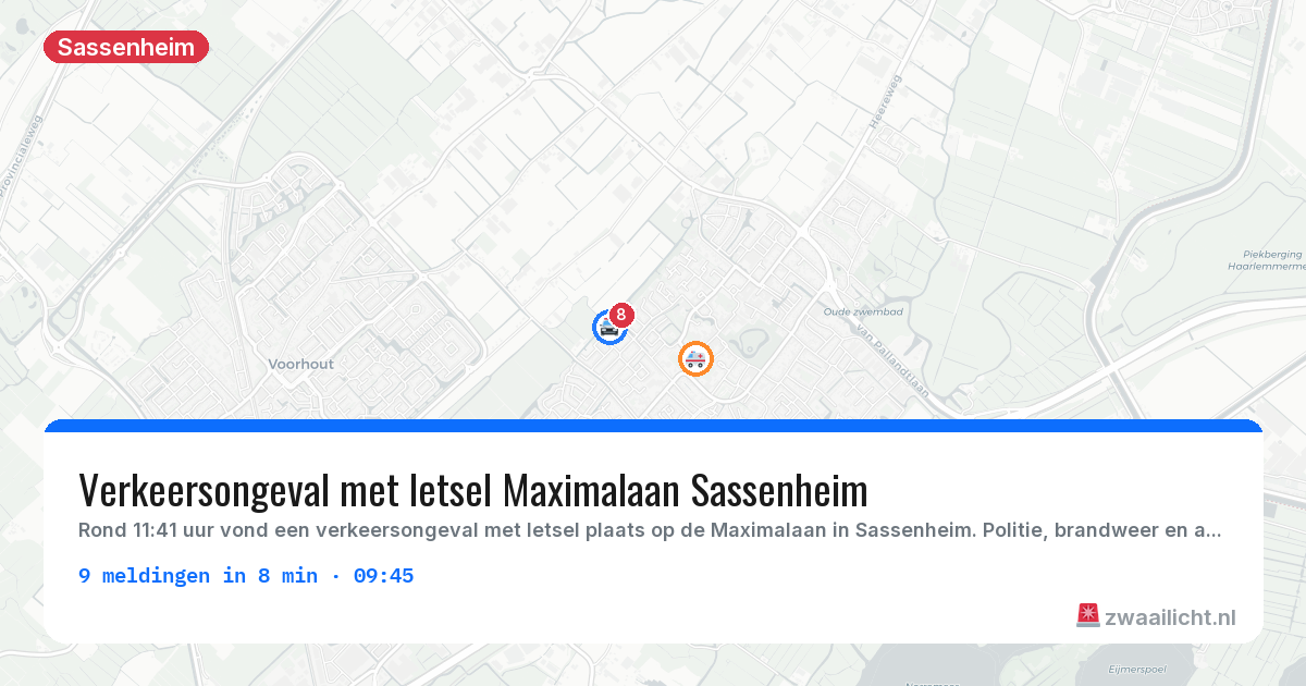Kaart van de activiteitspiek bij Sassenheim