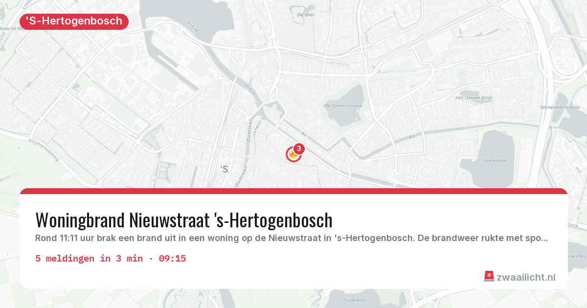 Kaart van de activiteitspiek bij 'S-Hertogenbosch