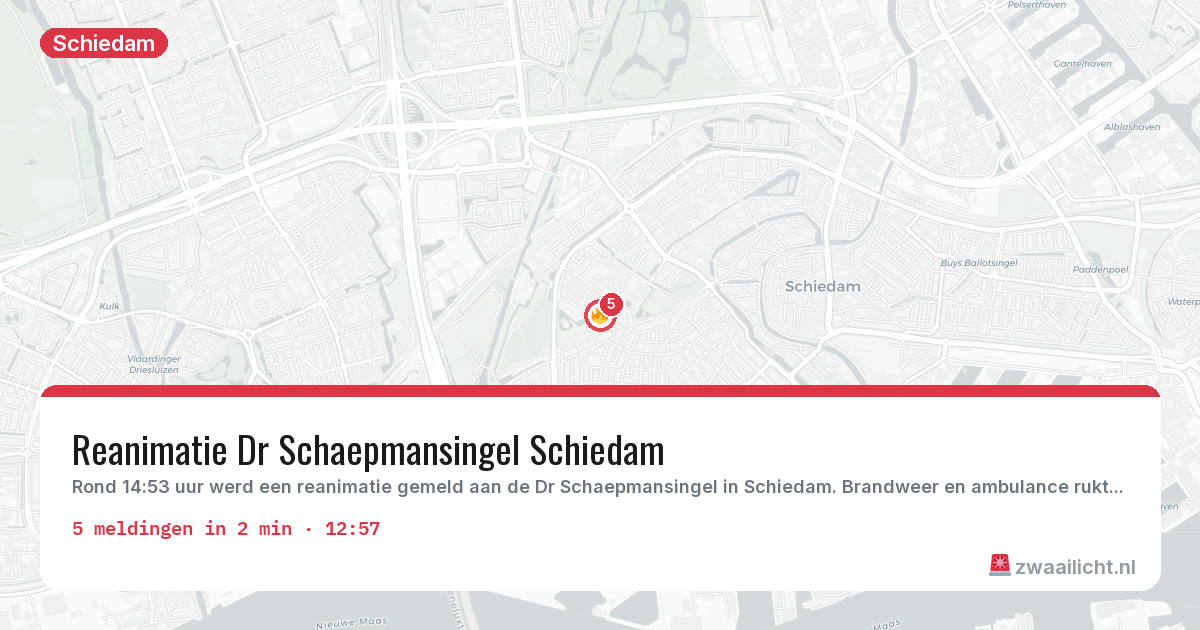 Kaart van de activiteitspiek bij Schiedam