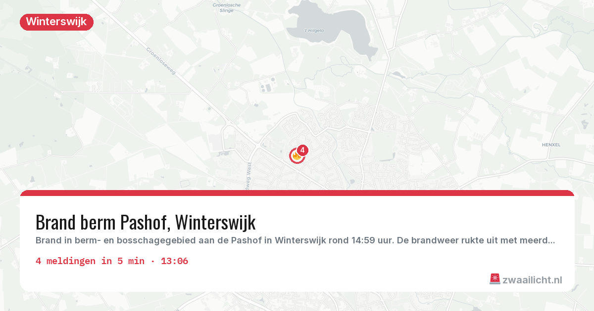 Kaart van de activiteitspiek bij Winterswijk