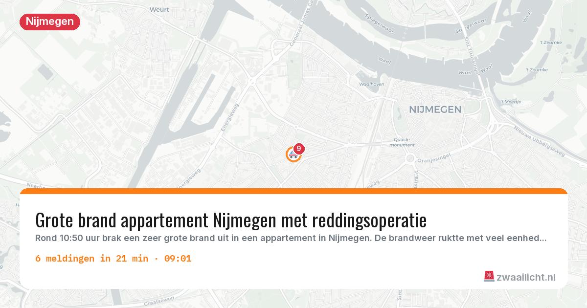 Kaart van de activiteitspiek bij Nijmegen