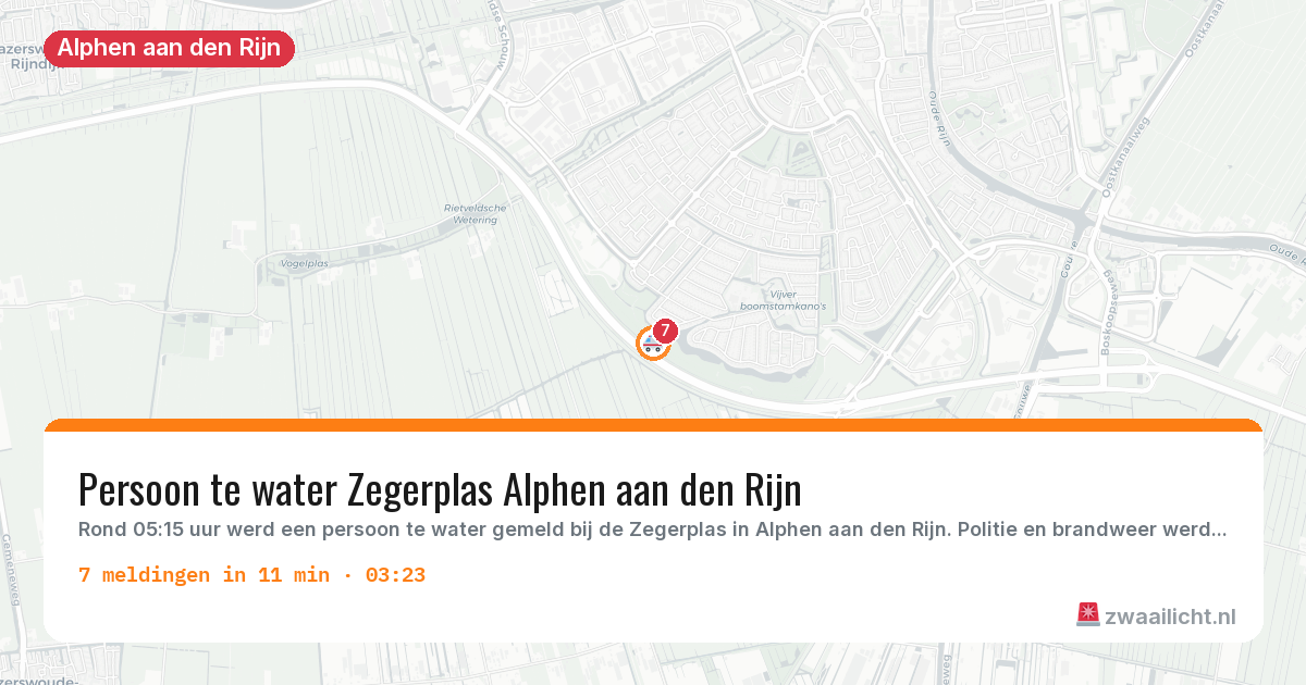 Kaart van de activiteitspiek bij Alphen aan den Rijn