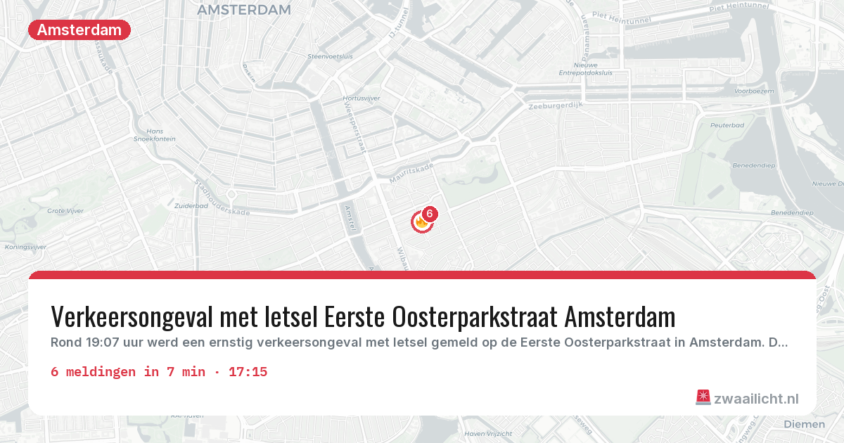 Kaart van de activiteitspiek bij Amsterdam