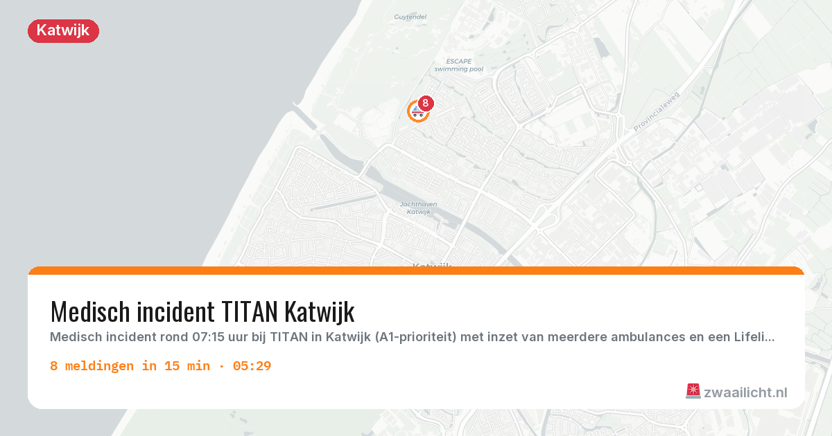 Kaart van de activiteitspiek bij Katwijk
