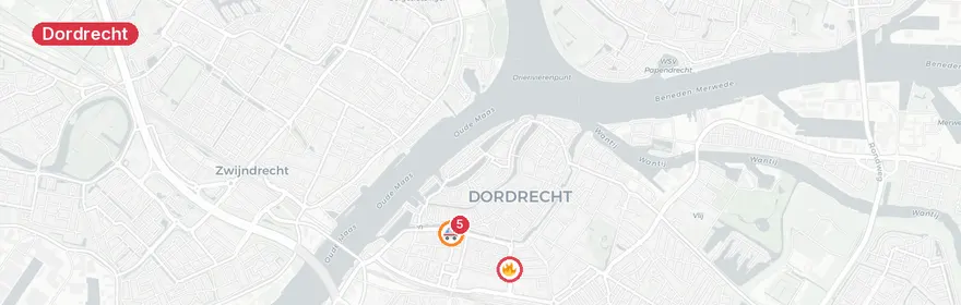 Kaart van Persoon te water gehaald aan Spuiboulevard Dordrecht