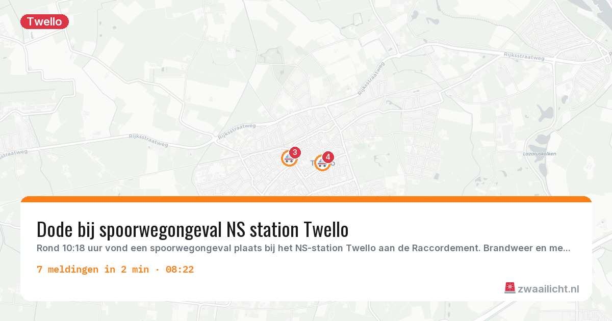 Kaart van de activiteitspiek bij Twello
