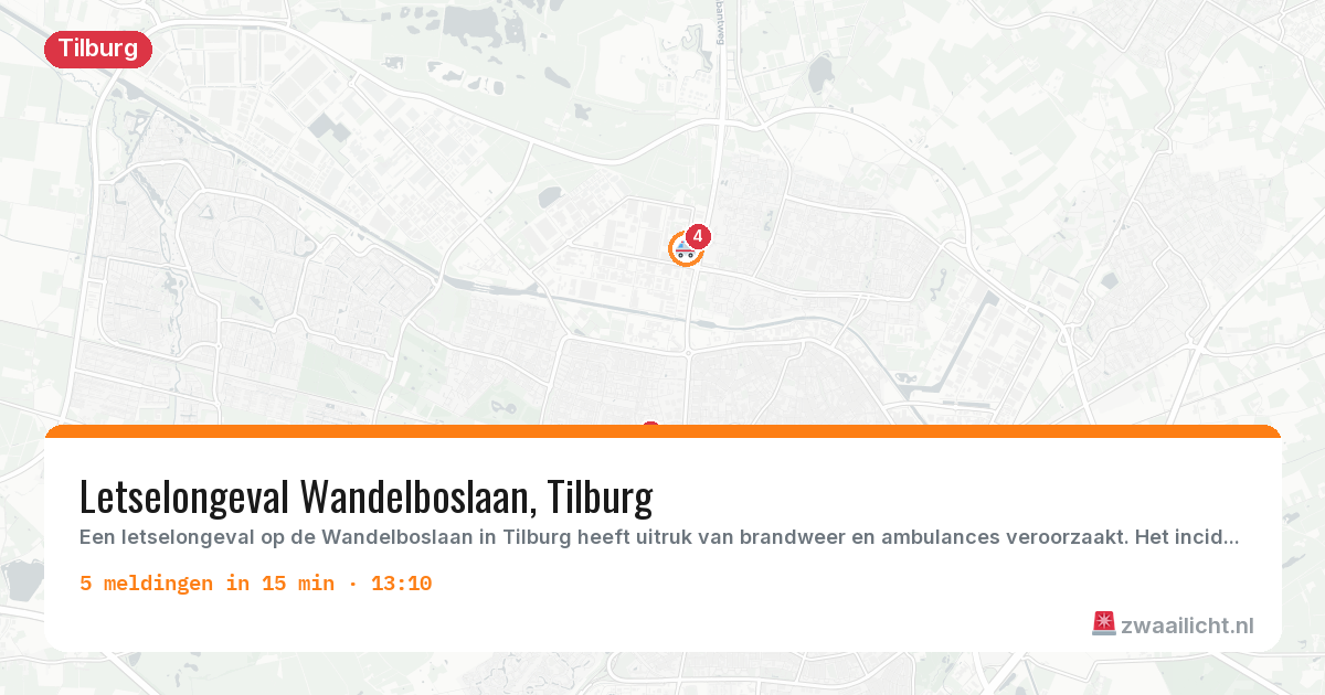 Kaart van de activiteitspiek bij Tilburg