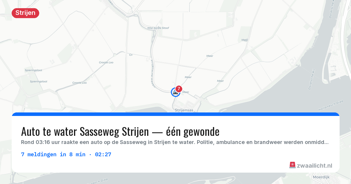 Kaart van de activiteitspiek bij Strijen