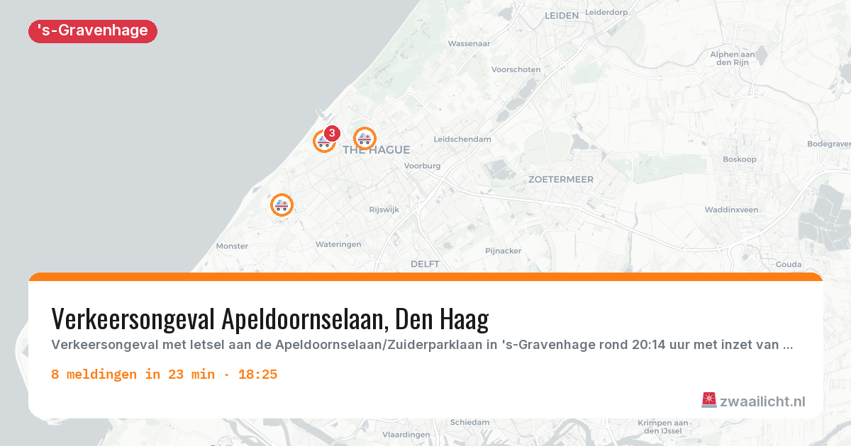 Kaart van de activiteitspiek bij 's-Gravenhage