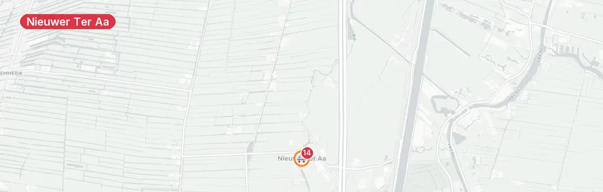Kaart van Massaal verkeersongeval A2 Nieuwer Ter Aa