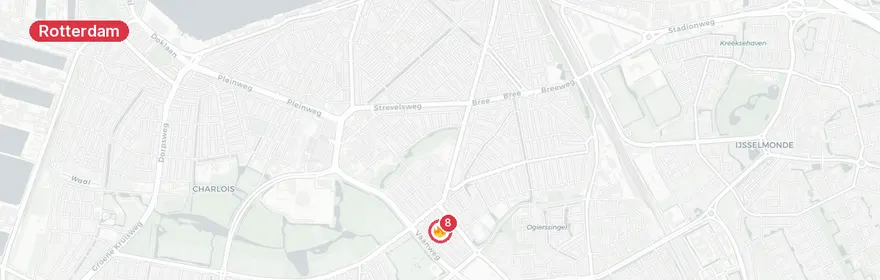 Kaart van Reanimatie Blokland Rotterdam, traumahelikopter gealarmeerd