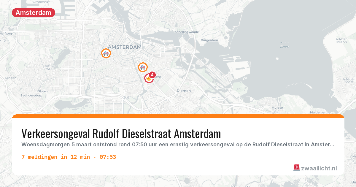 Kaart van de activiteitspiek bij Amsterdam