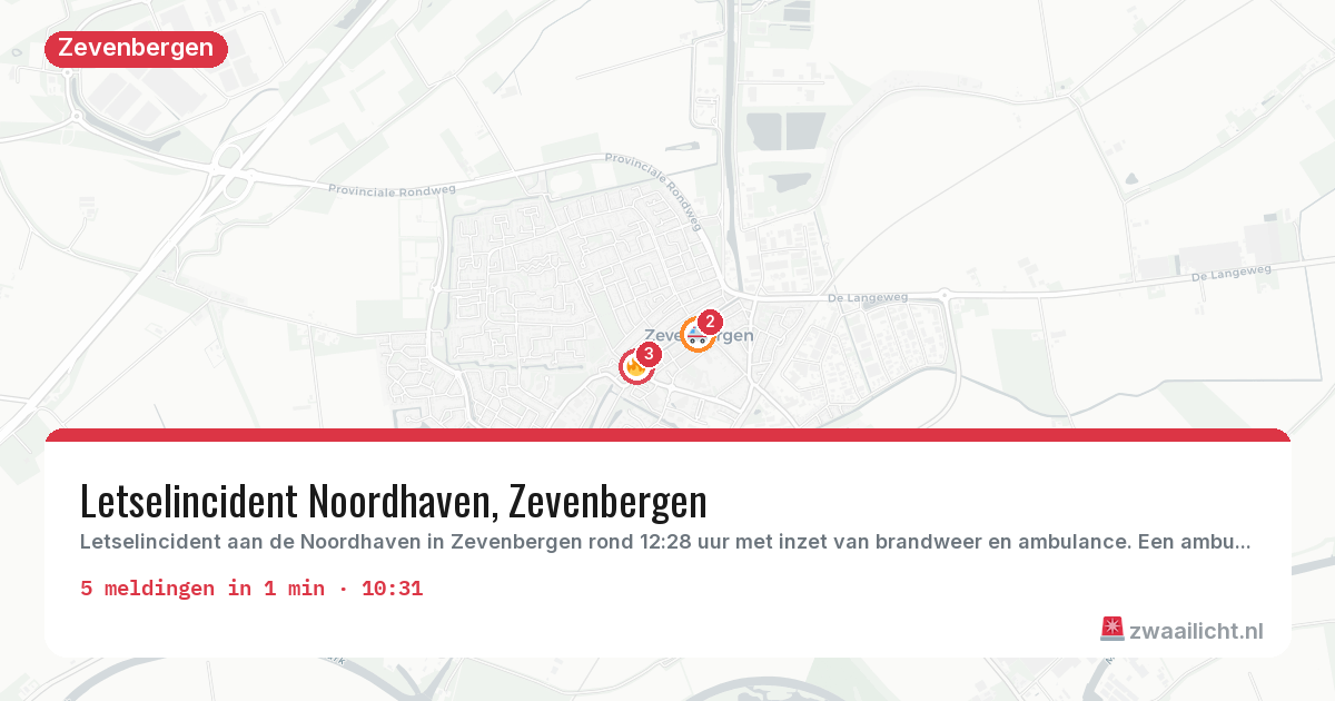 Kaart van de activiteitspiek bij Zevenbergen