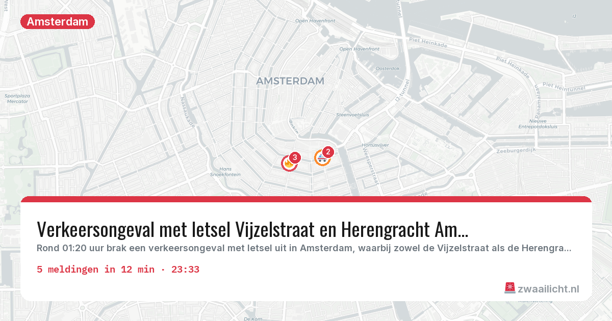 Kaart van de activiteitspiek bij Amsterdam