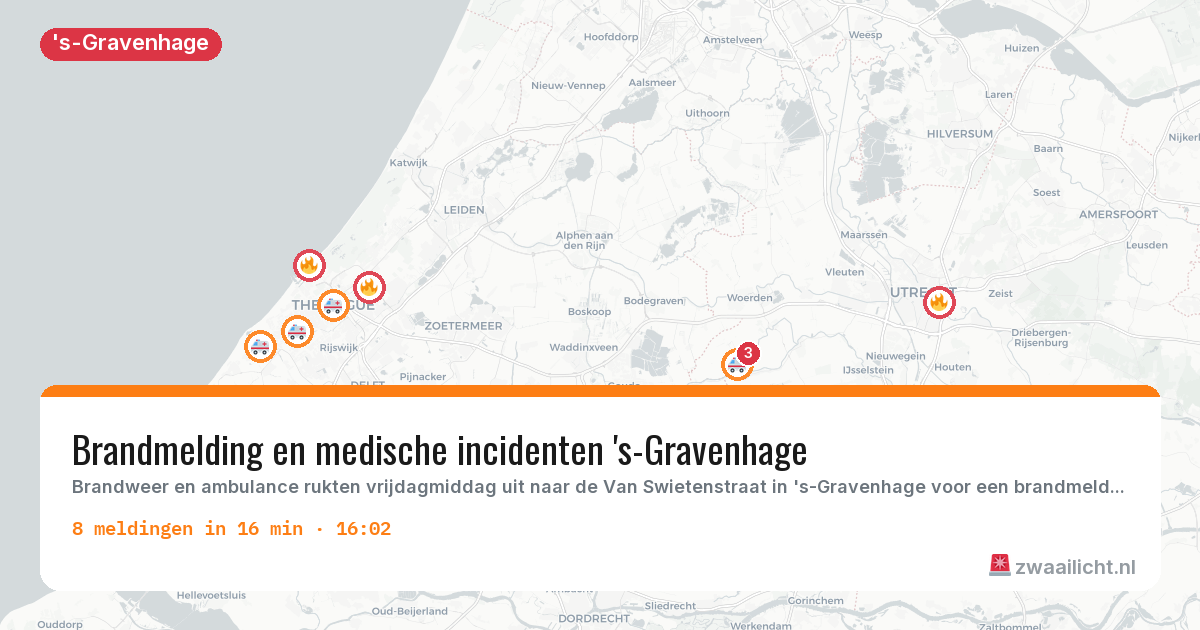 Kaart van de activiteitspiek bij 's-Gravenhage