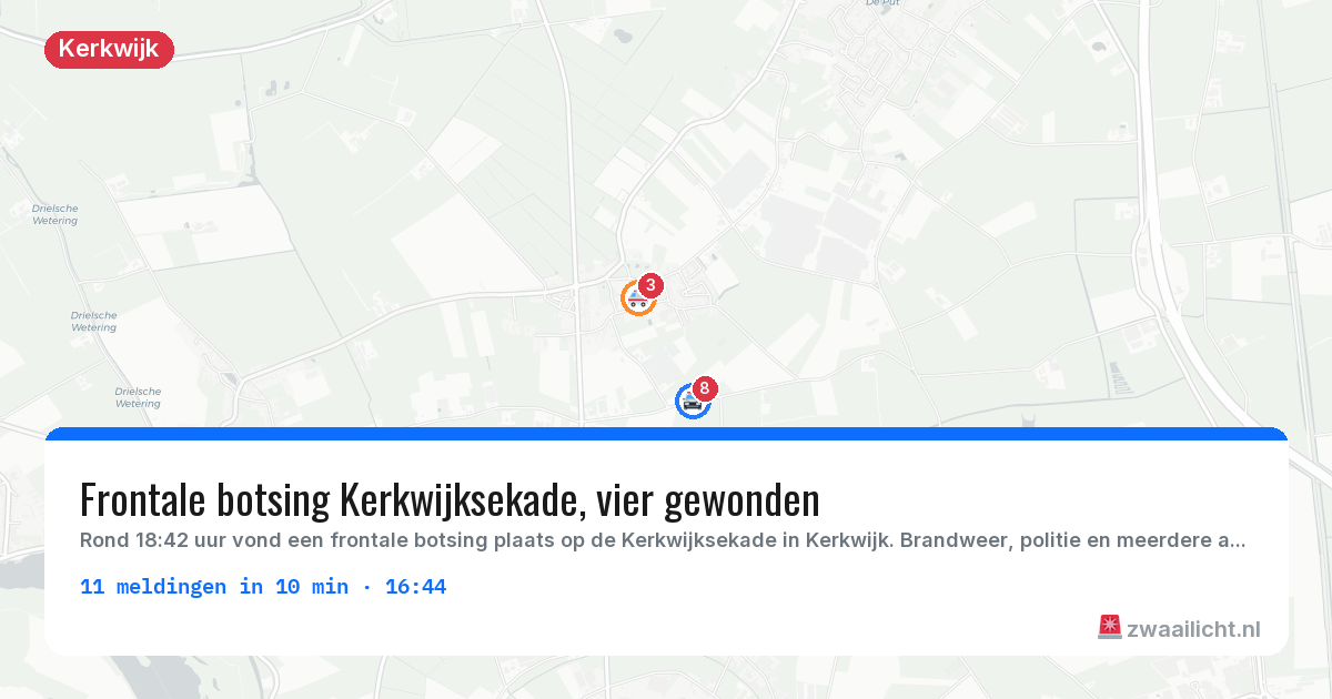 Kaart van de activiteitspiek bij Kerkwijk