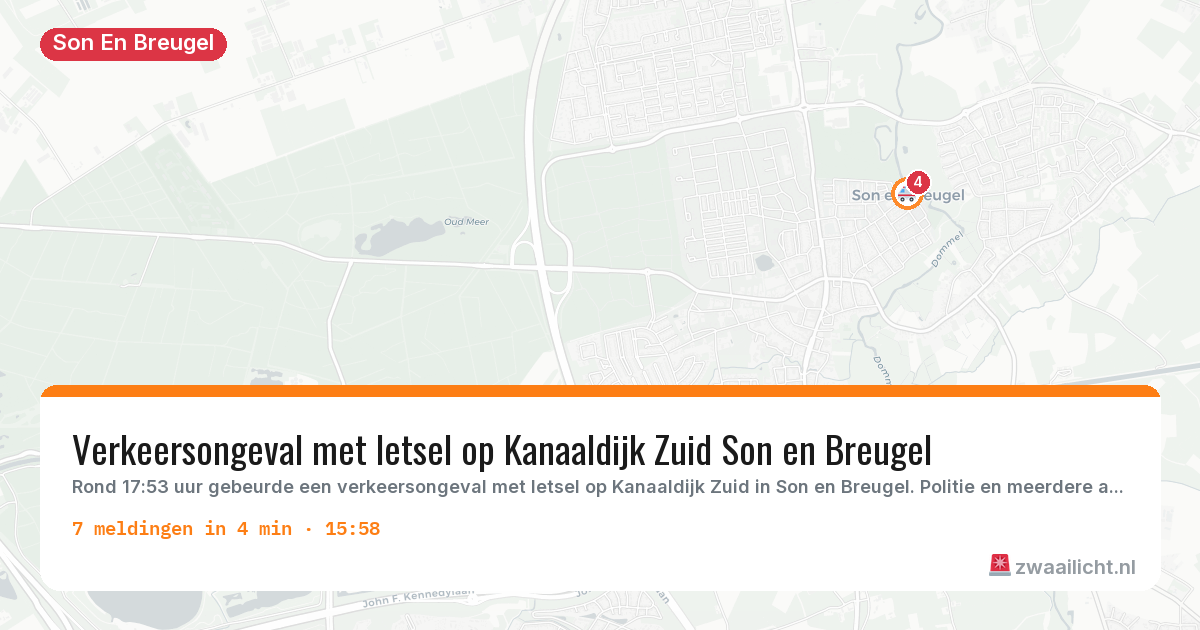Kaart van de activiteitspiek bij Son En Breugel