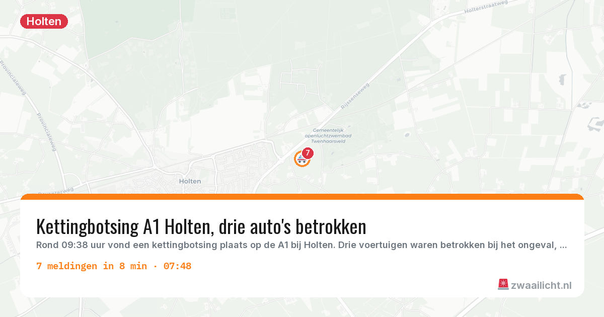 Kaart van de activiteitspiek bij Holten